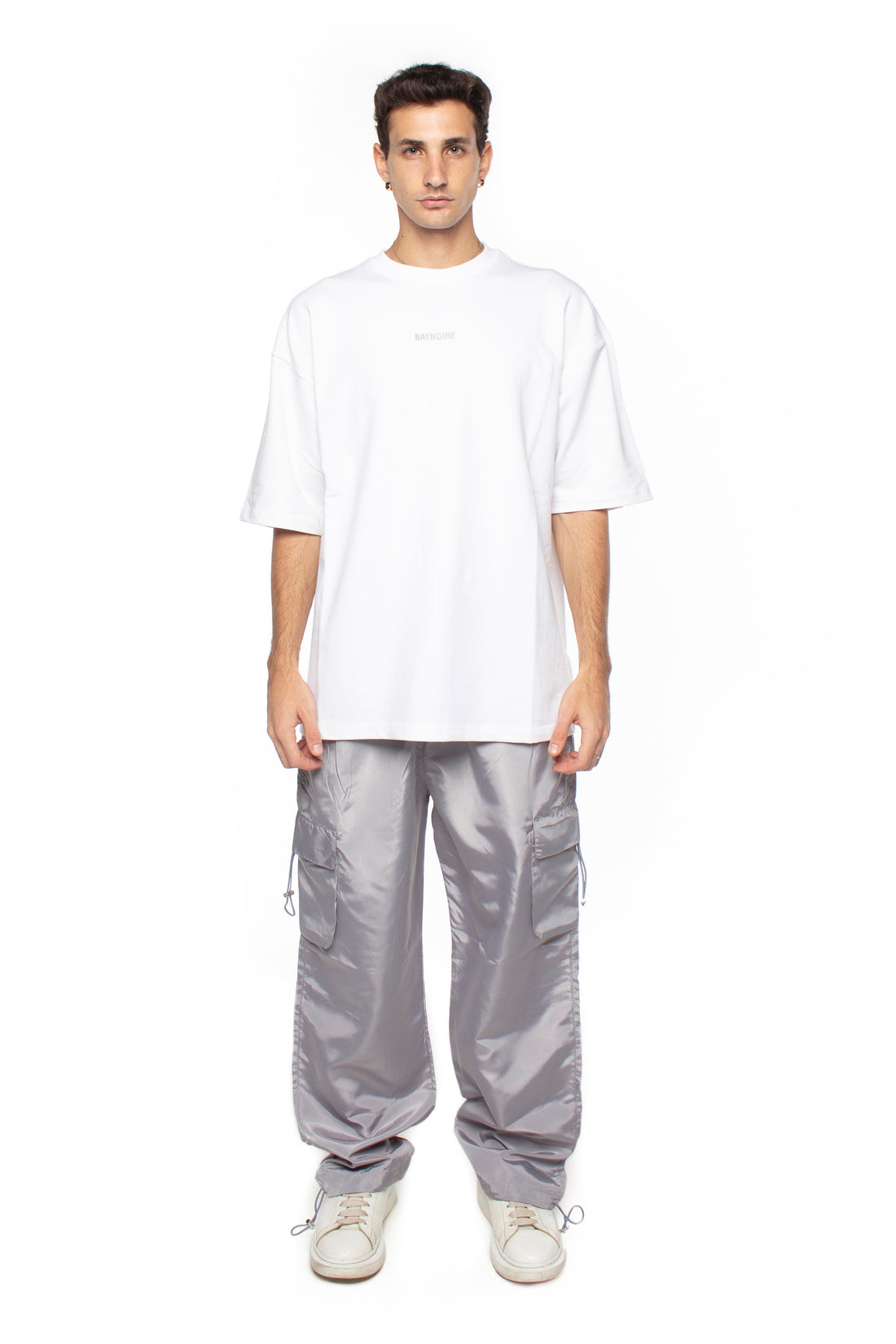 Light Grey Parachute Cargo Pants V2