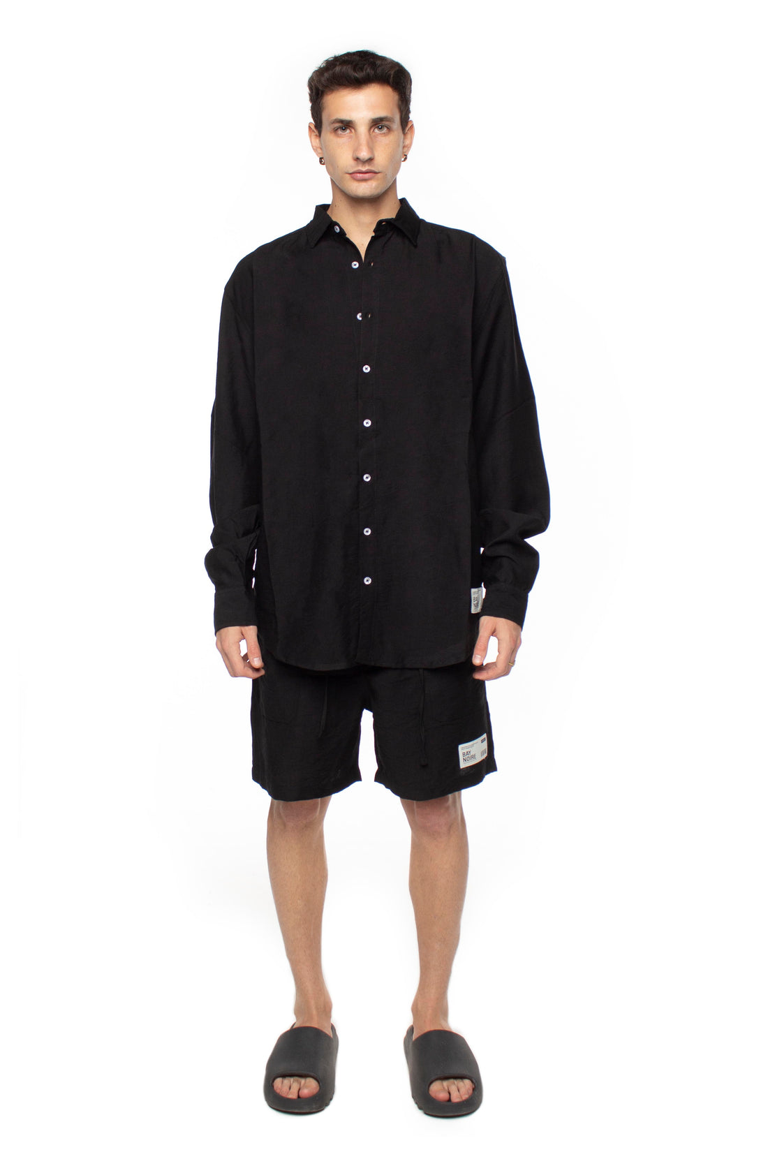 Black Oversized Linen Shirt V2