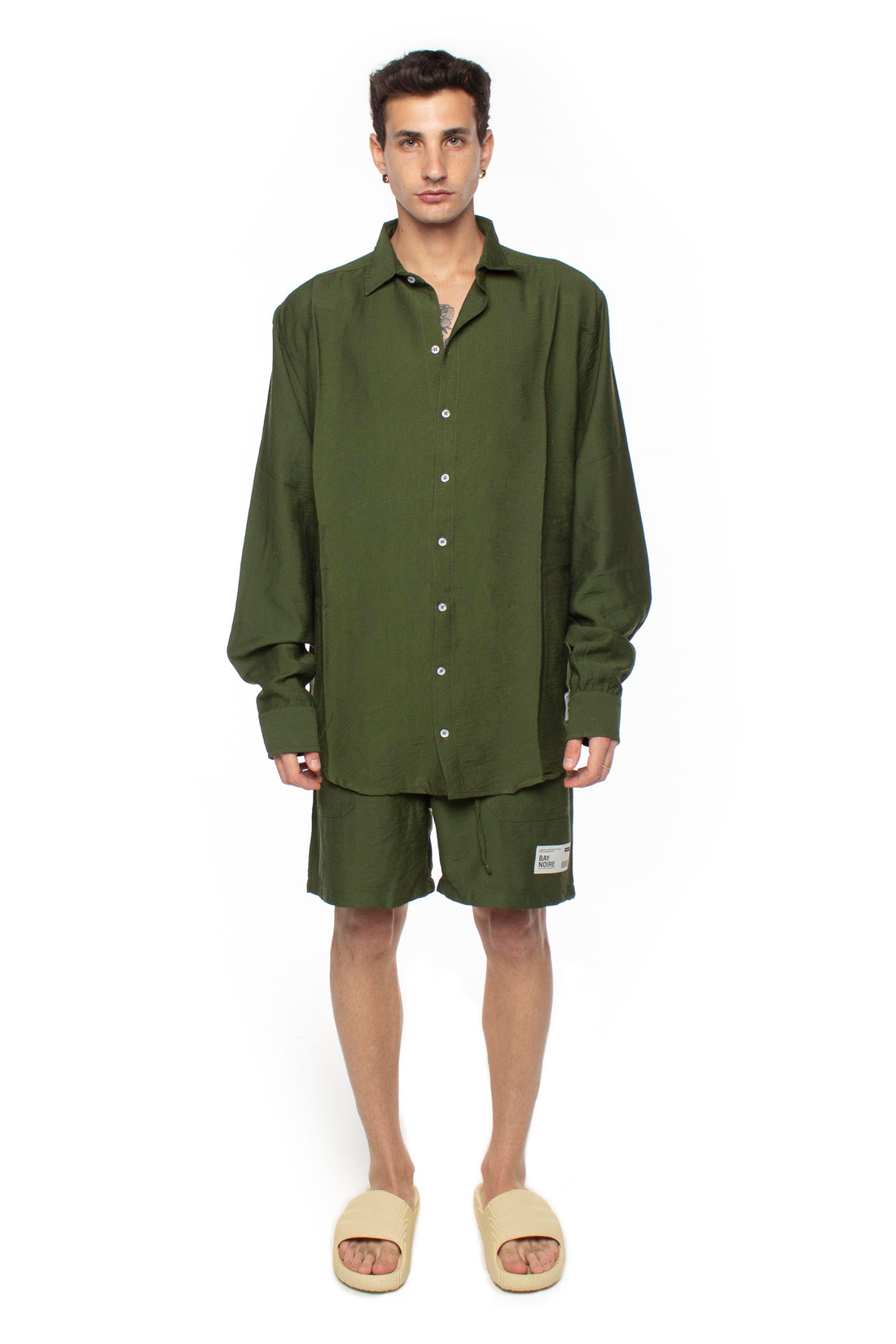 Olive Oversized Linen Shirt V2