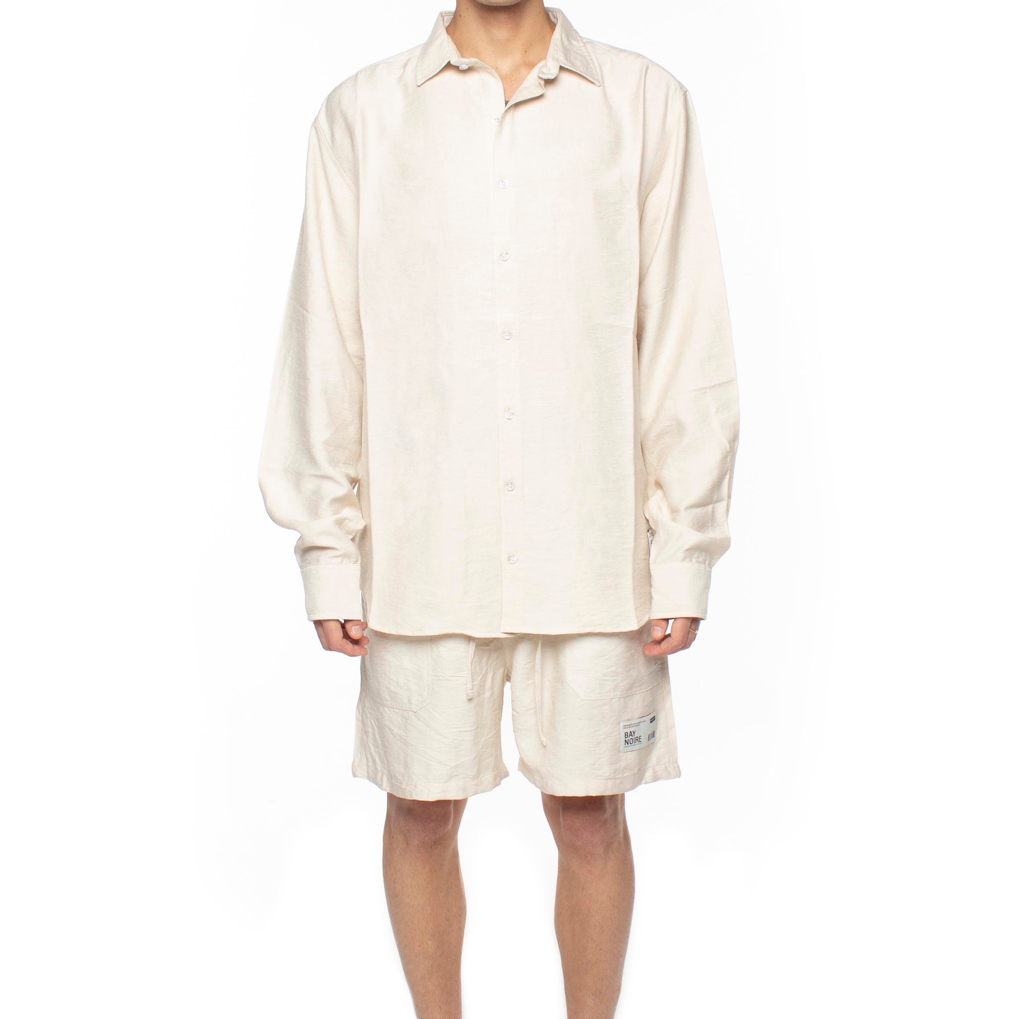 Light Beige Oversized Linen Shirt V2