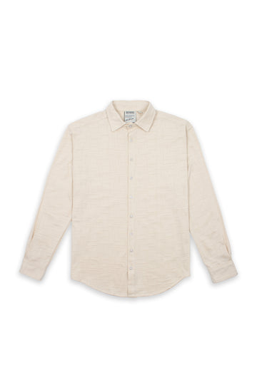 Beige Jacquard Long-Sleeve Shirt