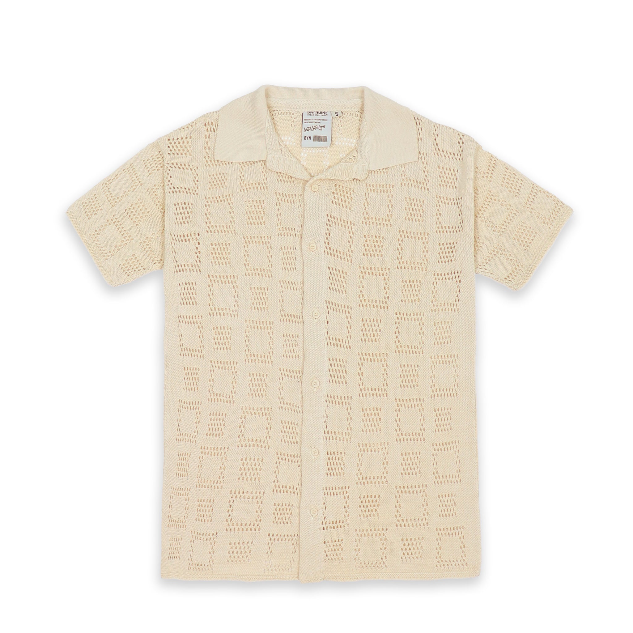 Beige Oversized Sq Knitted Shirt