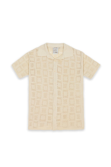 Beige Oversized Sq Knitted Shirt