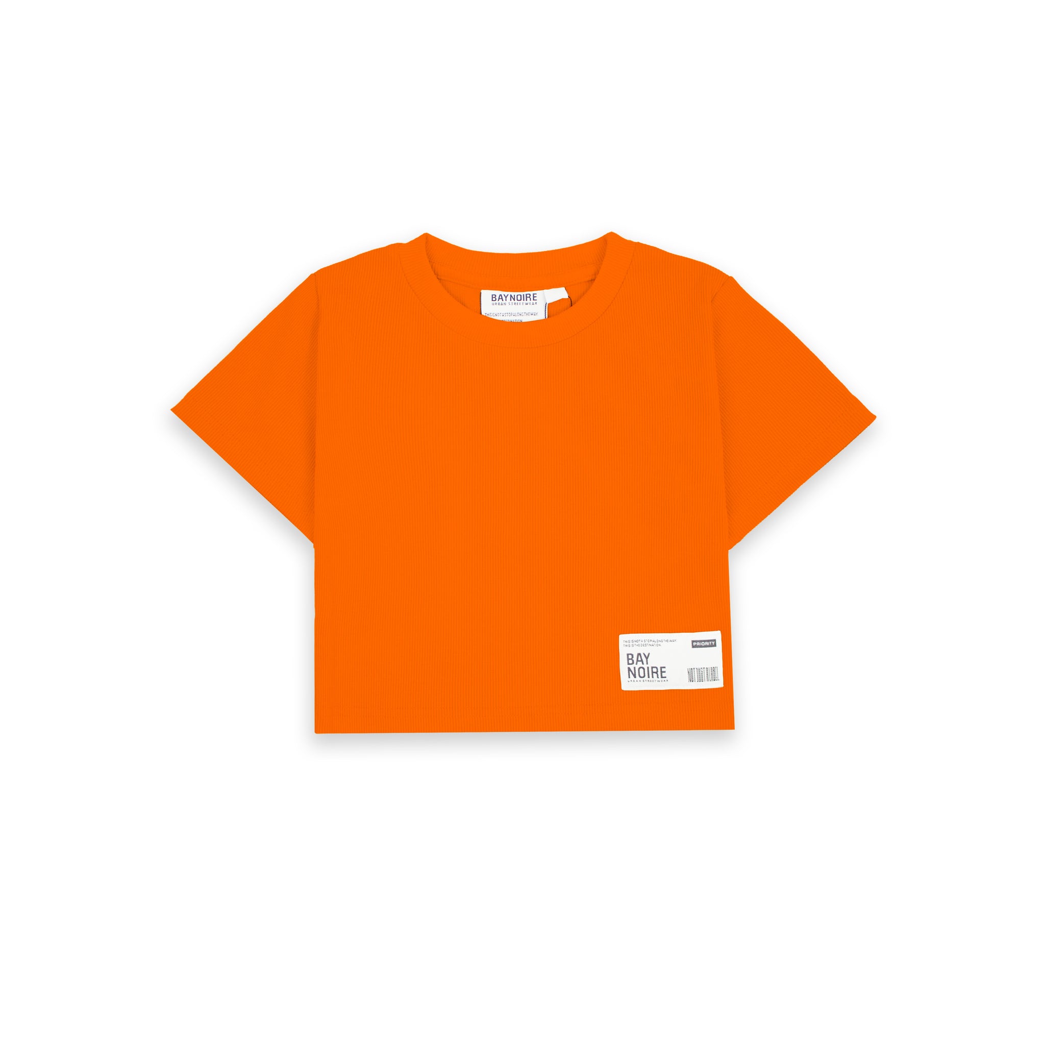 Orange Ribbed Cropped T-Shirt