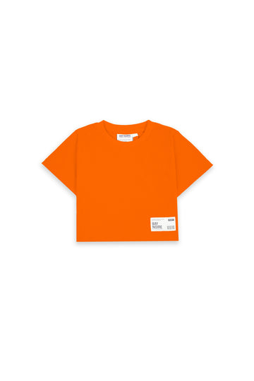 Orange Ribbed Cropped T-Shirt