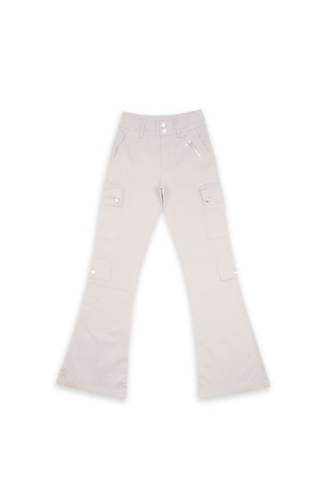 Beige Wide Leg Cargo Pants