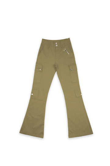 Olive Wide Leg Cargo Pants