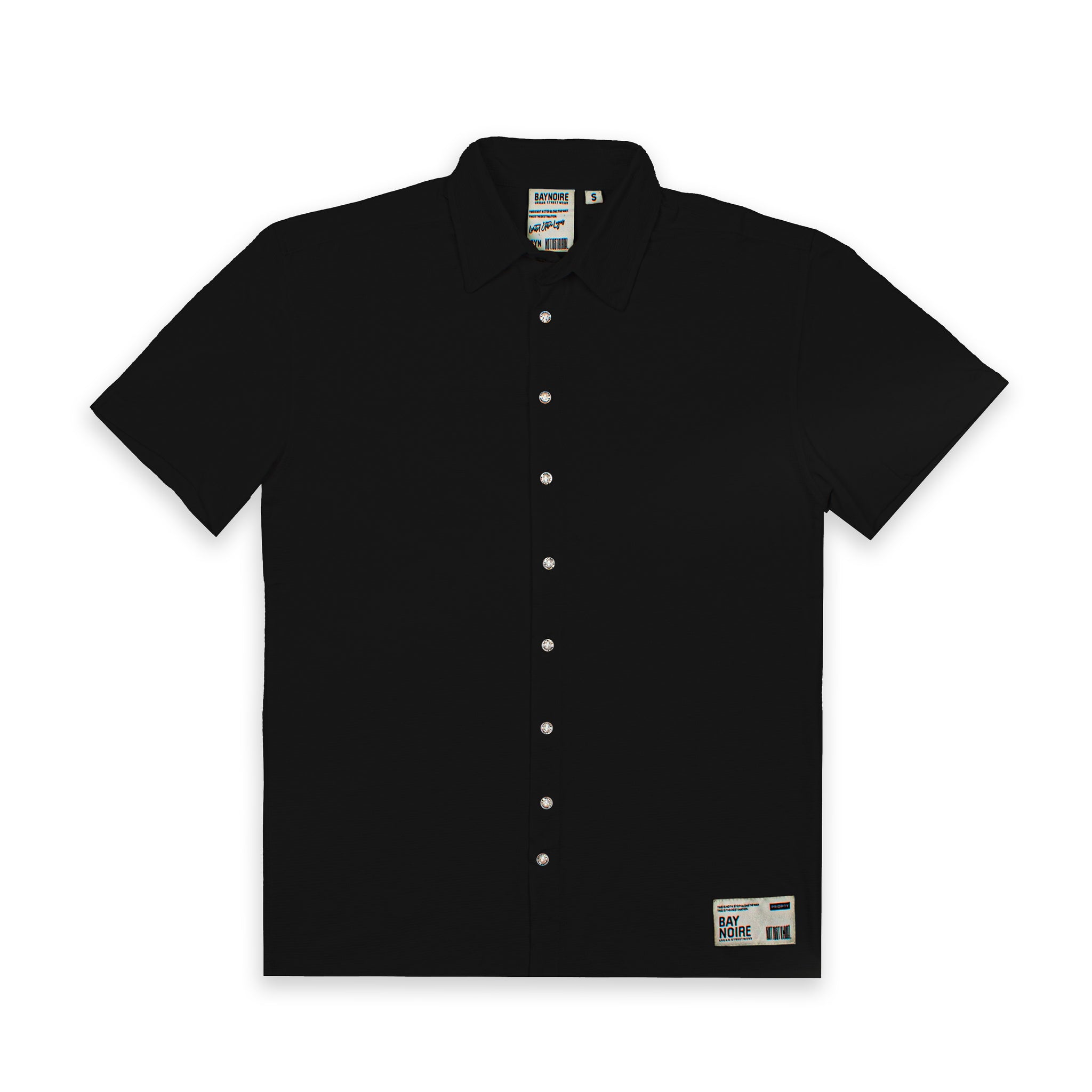 Black Jacquard Short-Sleeve Shirt