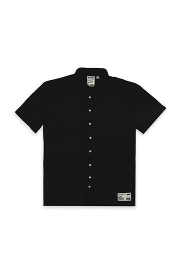 Black Jacquard Short-Sleeve Shirt