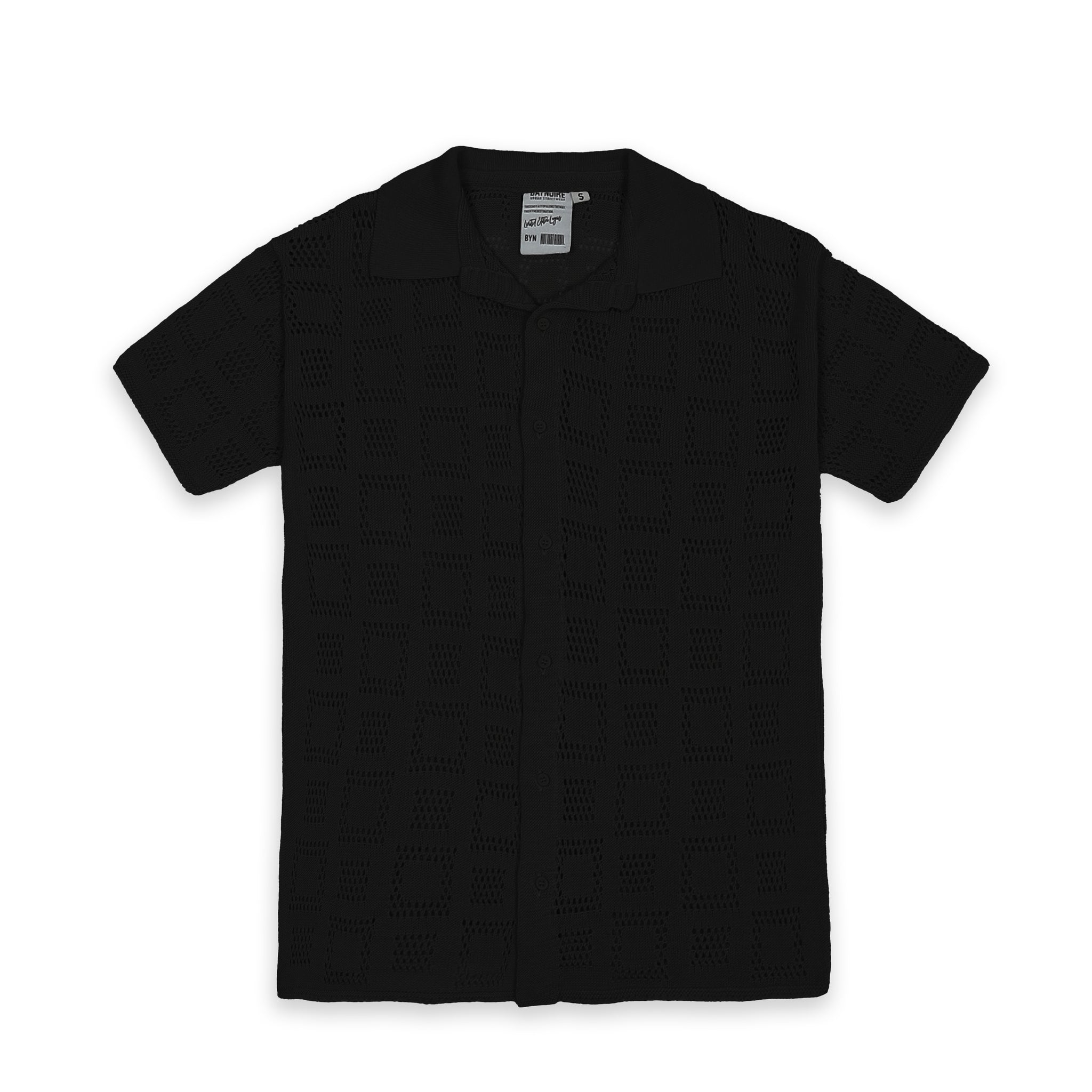 Black Oversized Sq Knitted Shirt