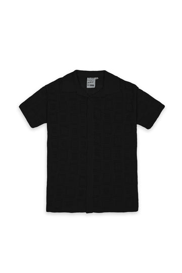 Black Oversized Sq Knitted Shirt