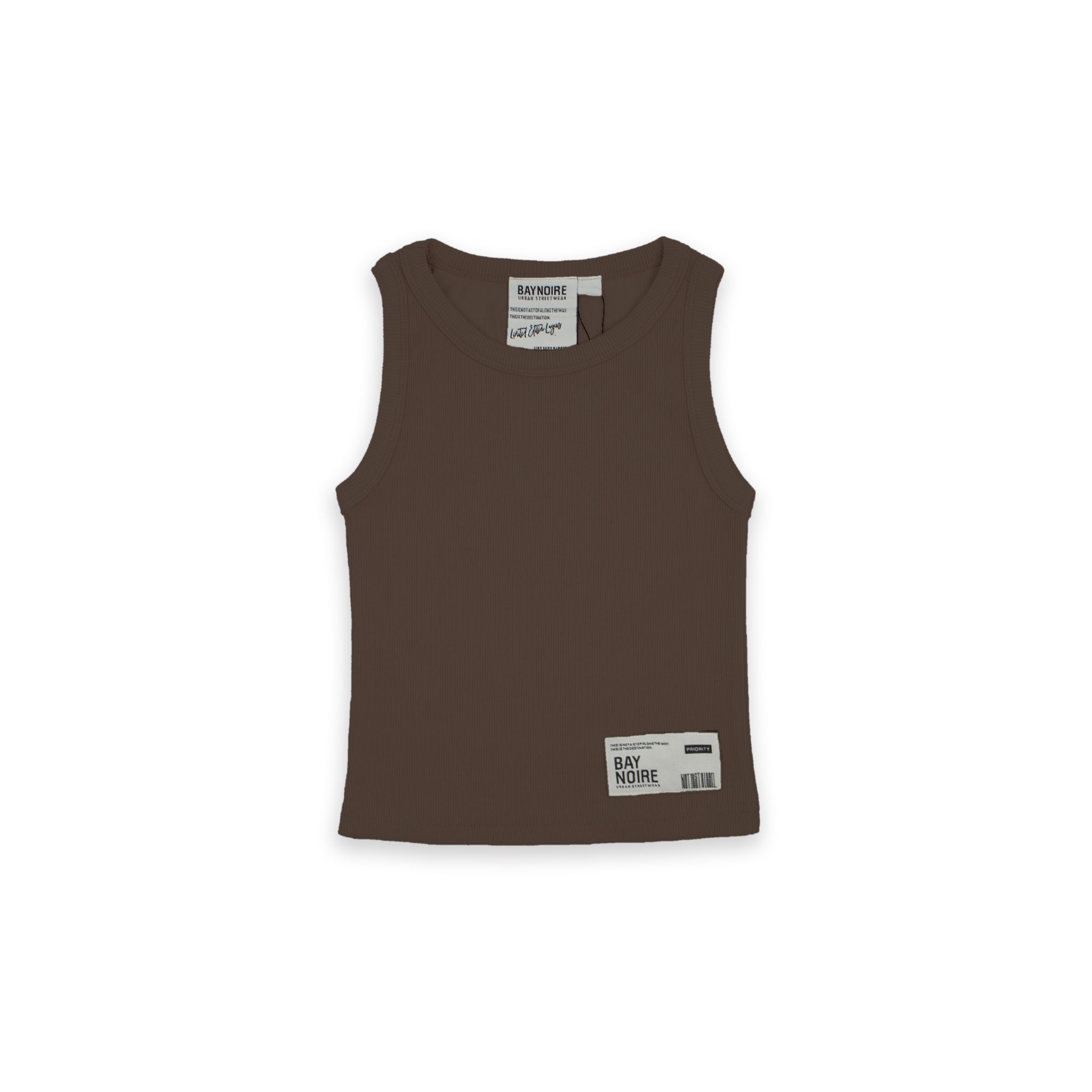 Brown Ribbed Cropped Tank Top