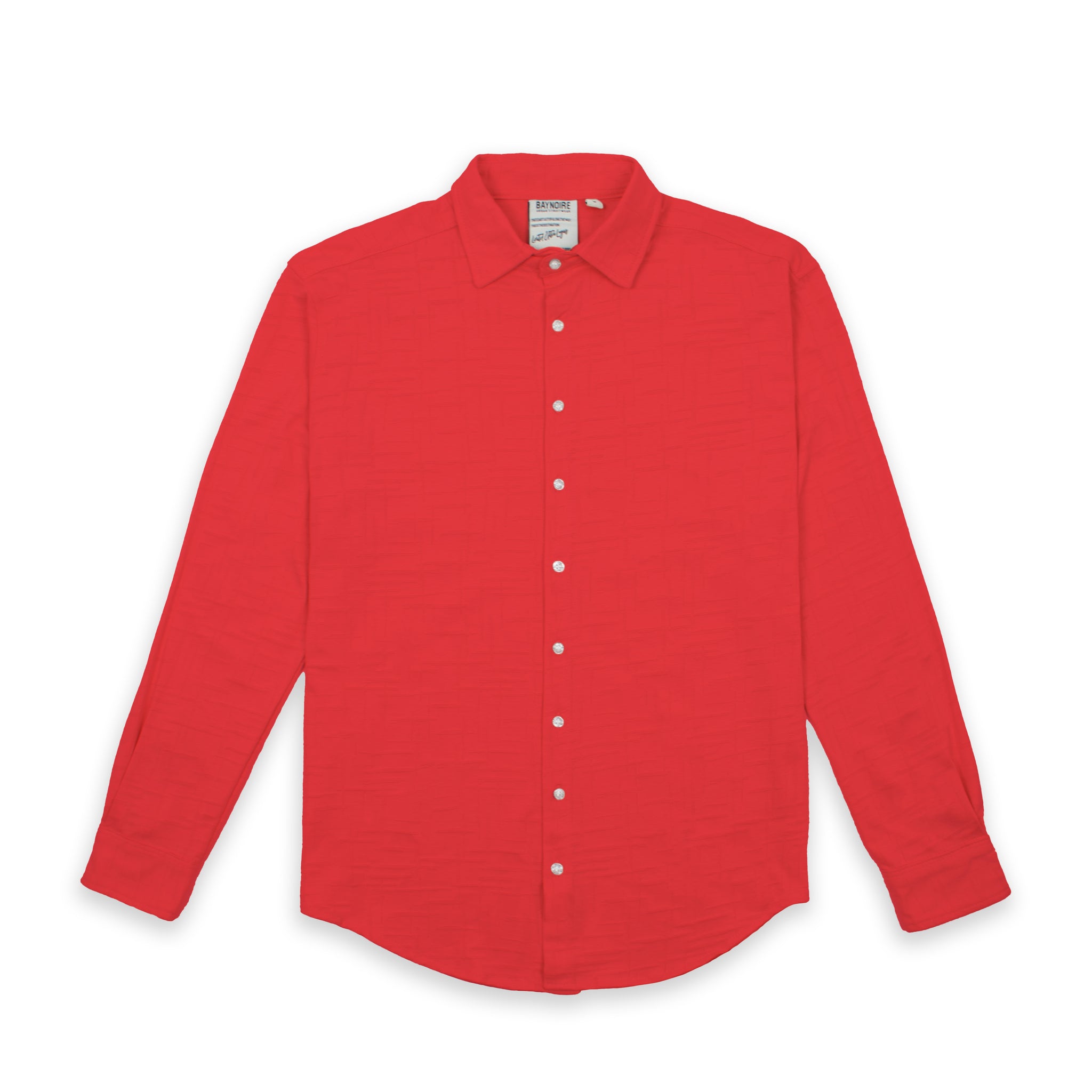 Red Jacquard Long-Sleeve Shirt