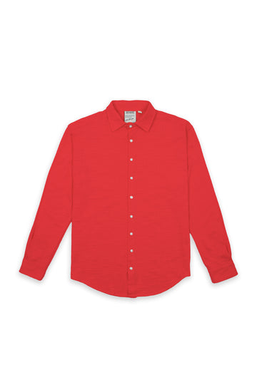 Red Jacquard Long-Sleeve Shirt