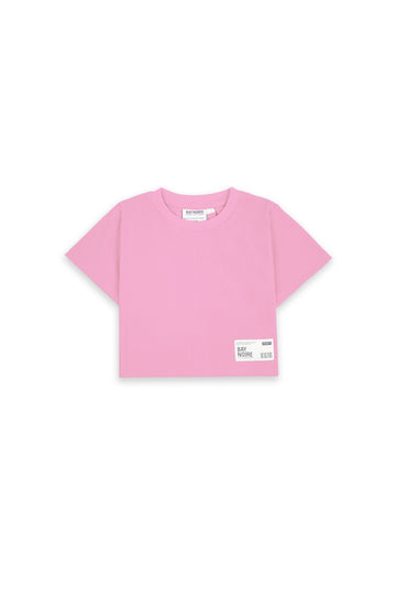 Pink Ribbed Cropped T-Shirt