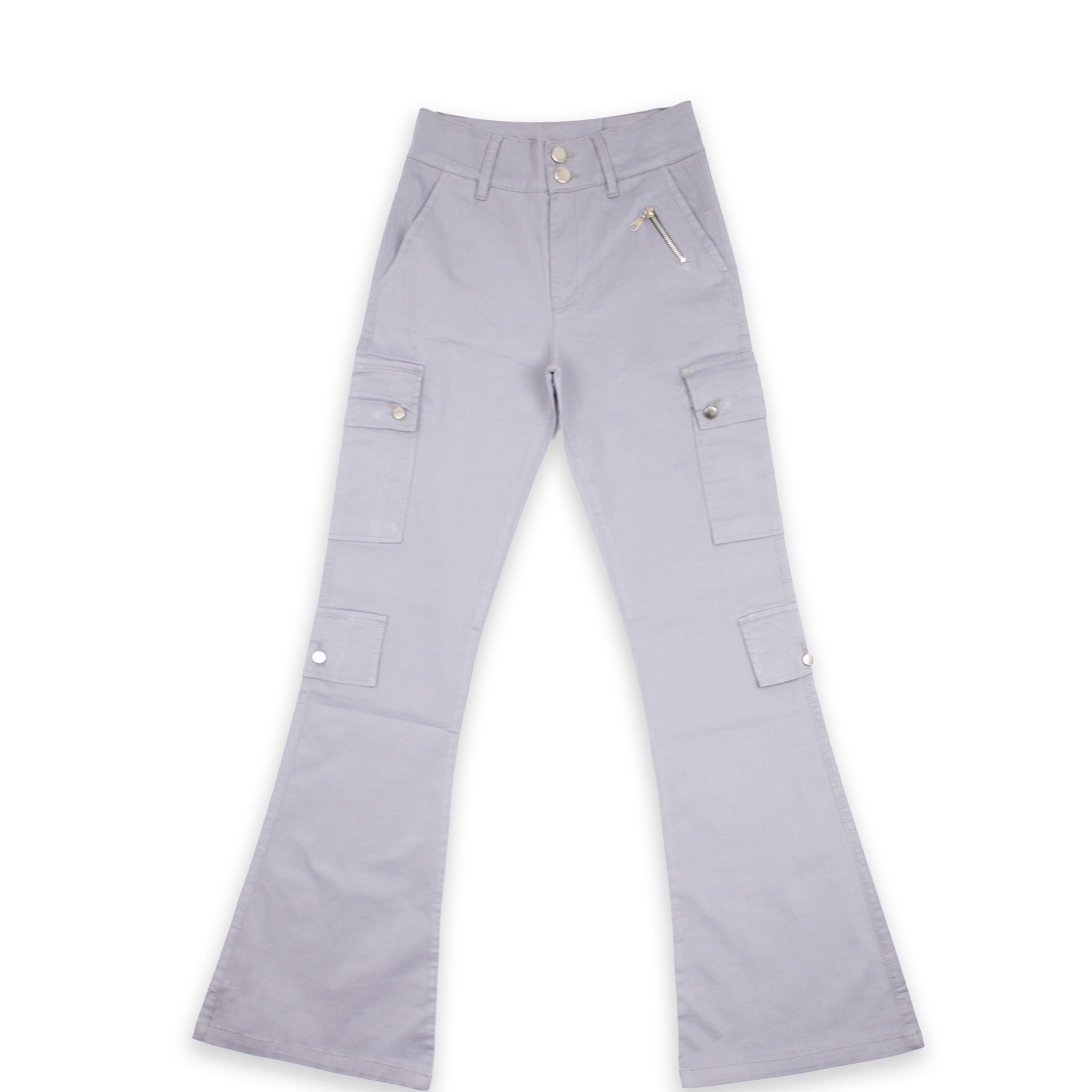 Grey Wide Leg Cargo Pants