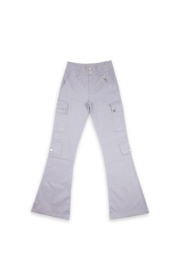 Grey Wide Leg Cargo Pants