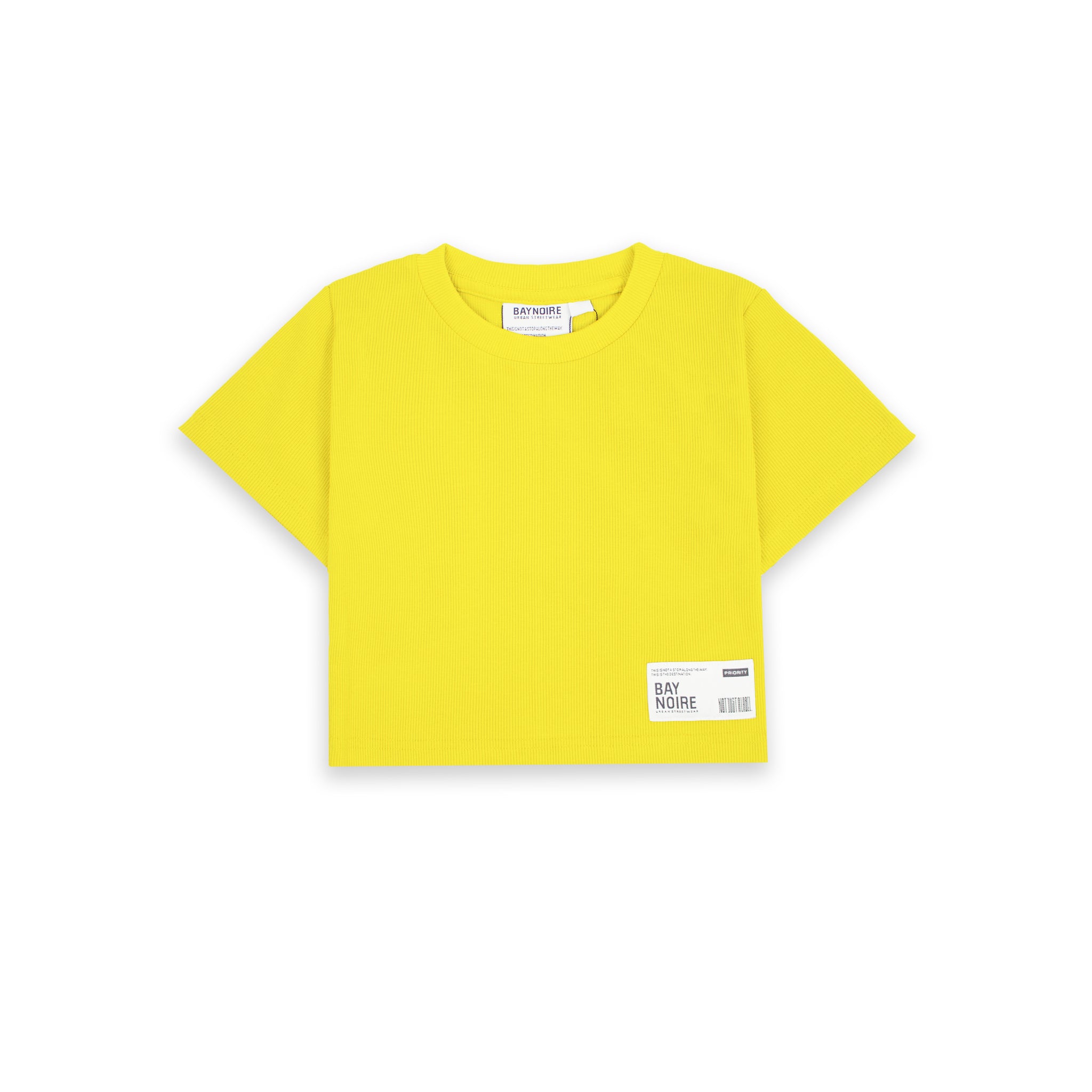 Yellow Ribbed Cropped T-Shirt