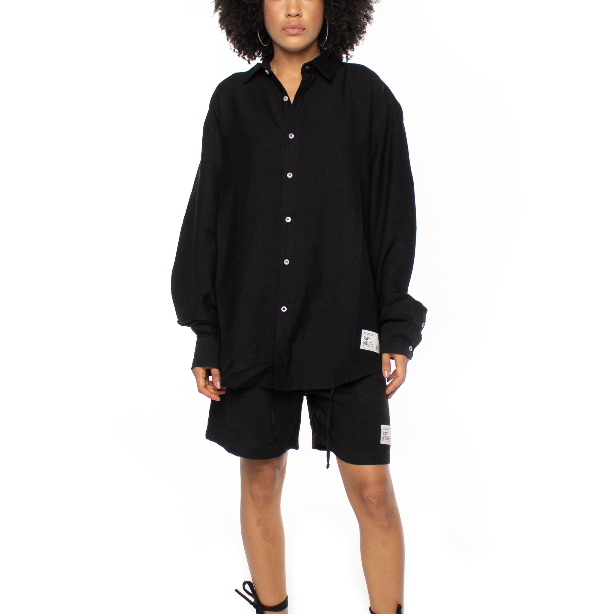 Black Oversized Linen Shirt V2