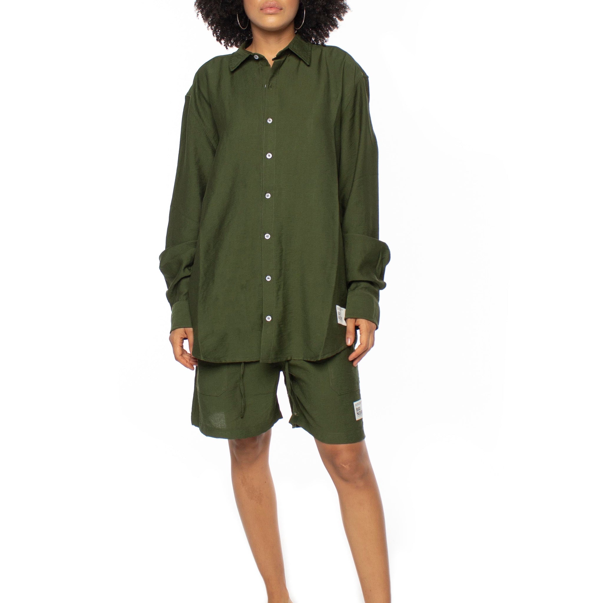 Olive Oversized Linen Shirt V2