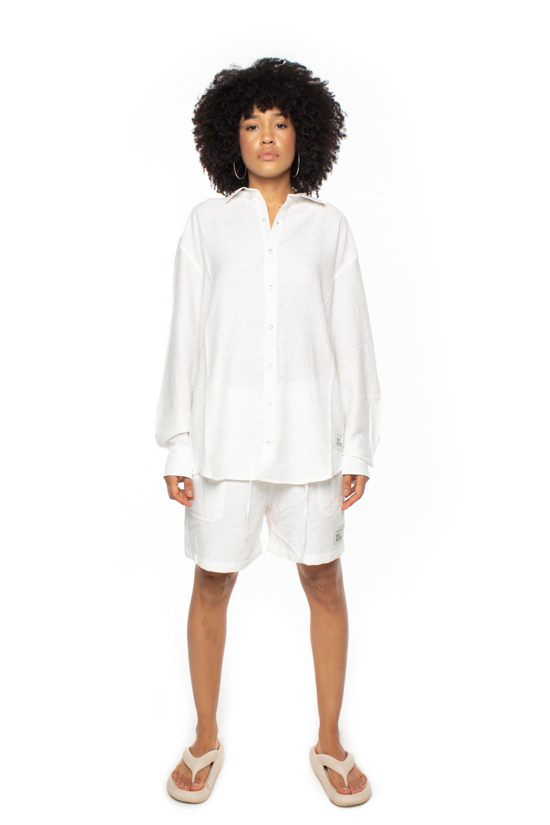 White Oversized Linen Shirt V2