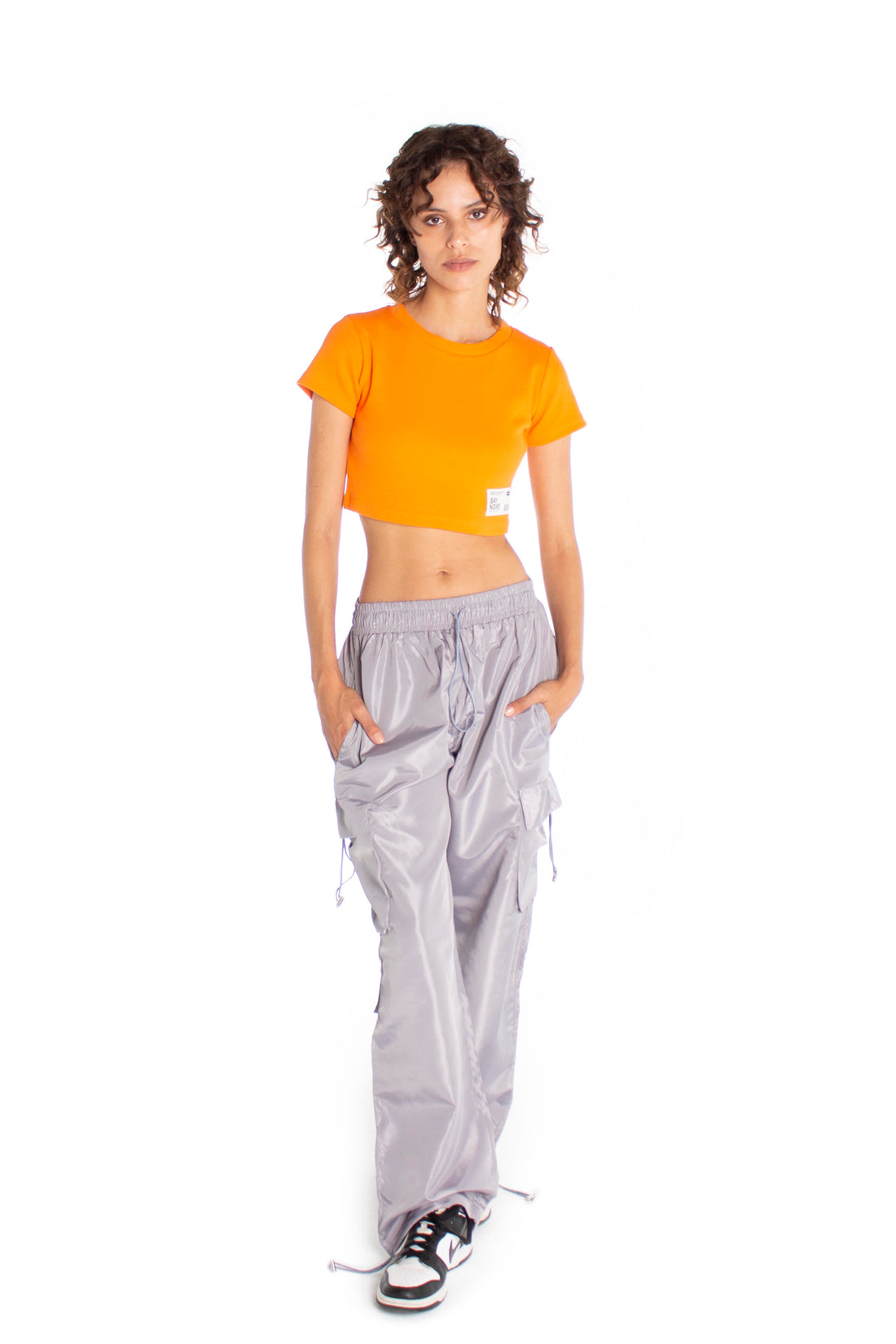 Orange Ribbed Cropped T-Shirt